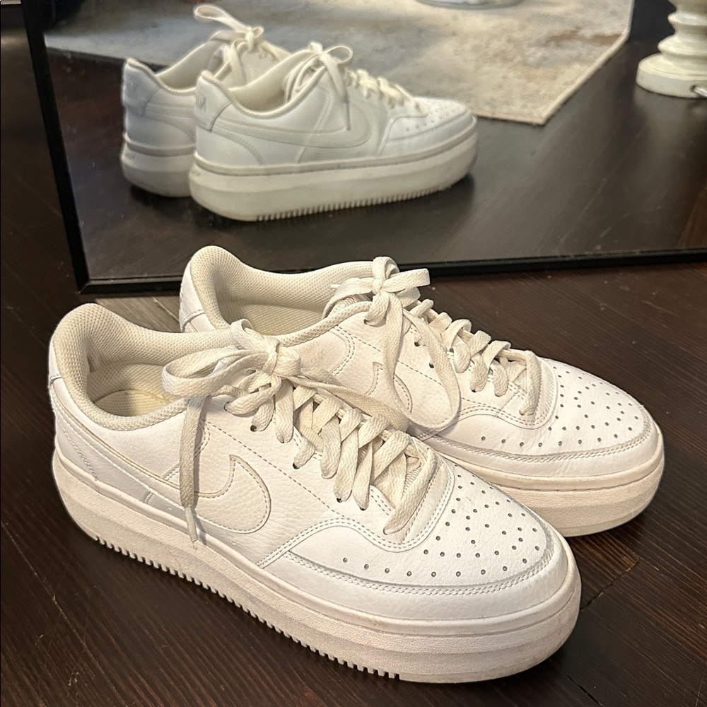 White Nike Platform Sneakers